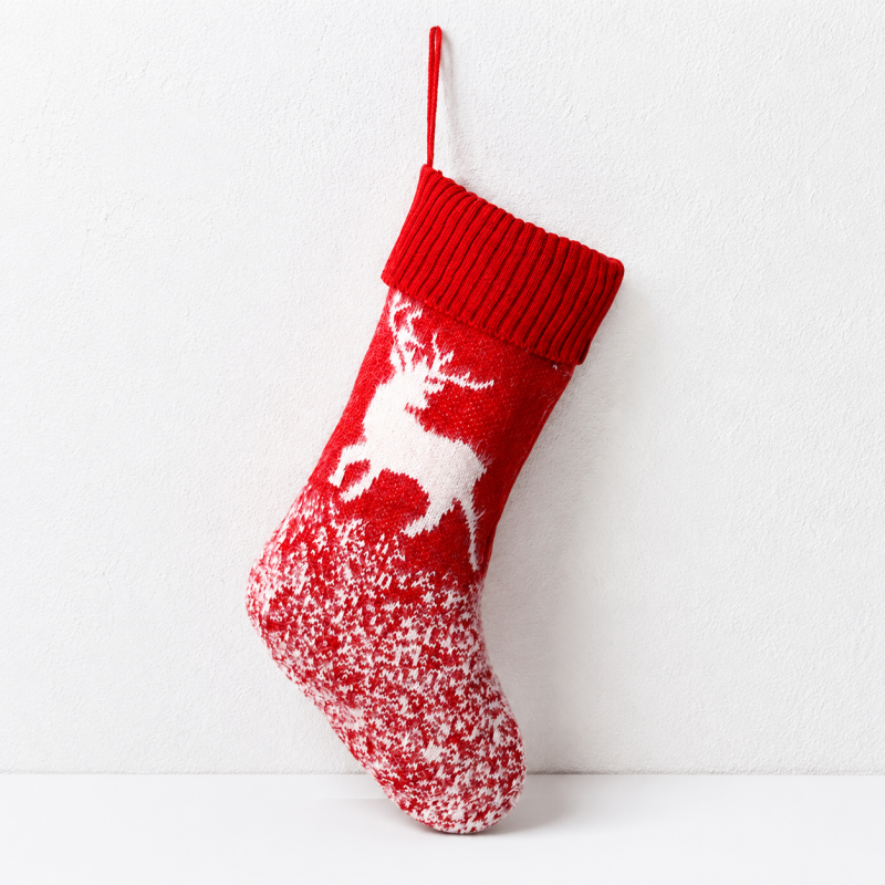 CouldNook Knit Christmas Stocking - Winter Motif and Ribbed Folded Cuff