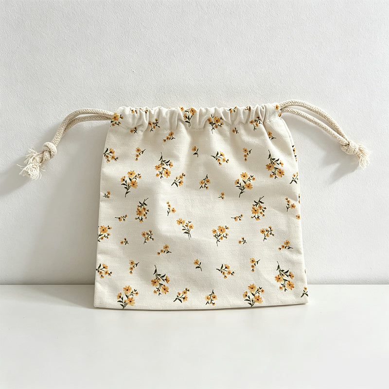 CouldNook Floral Drawstring Storage Pouch - Soft Cotton Utility Bag