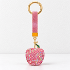 CouldNook Apple Keychain - Dimensional Rhinestone Fruit and Small Leaf Detail