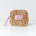 CouldNook Leopard Print Cosmetic Pouch - Plush Body and Cord Pull