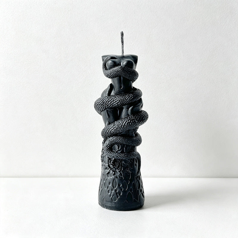 CouldNook Serpent‑Sculpted Scented Pillar Candle‑Vintage Halloween Decor