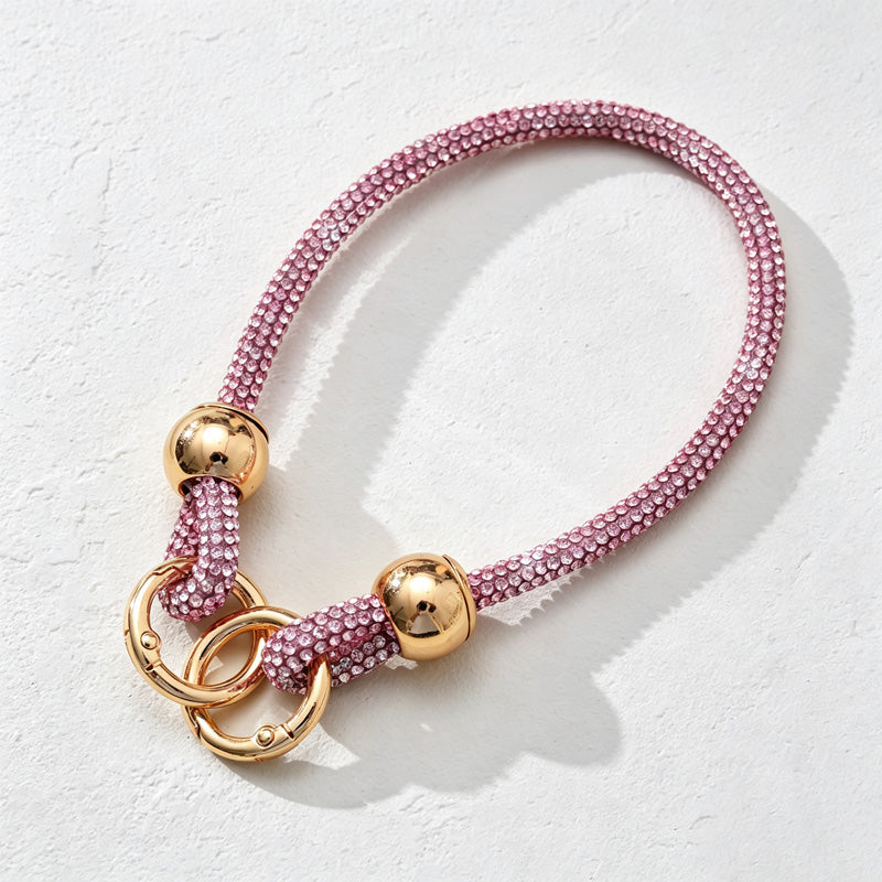 CouldNook Rhinestones Set Short Phone Strap with Rounded Bead Sections