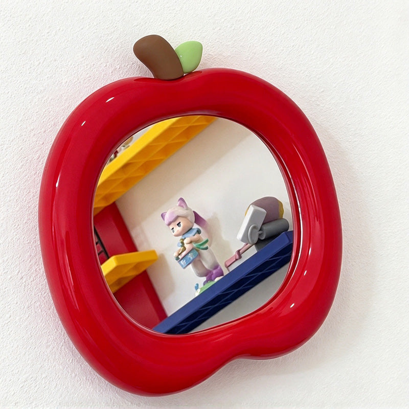 CouldNook Apple Makeup Mirror - Rounded Fruit Frame and Leaf Detail