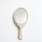 Scalloped Oval Hand Mirror with Ornamental Floral Handle