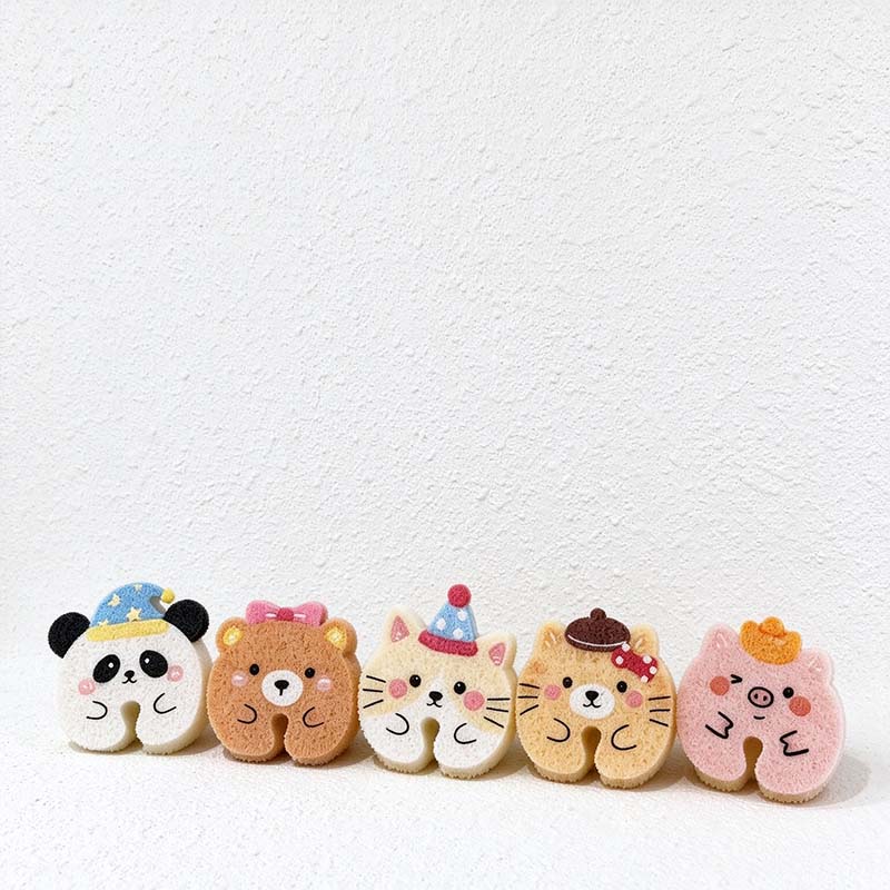 CouldNook Animal Dishwashing Sponge - Printed Face And Faucet-Hugging Notch