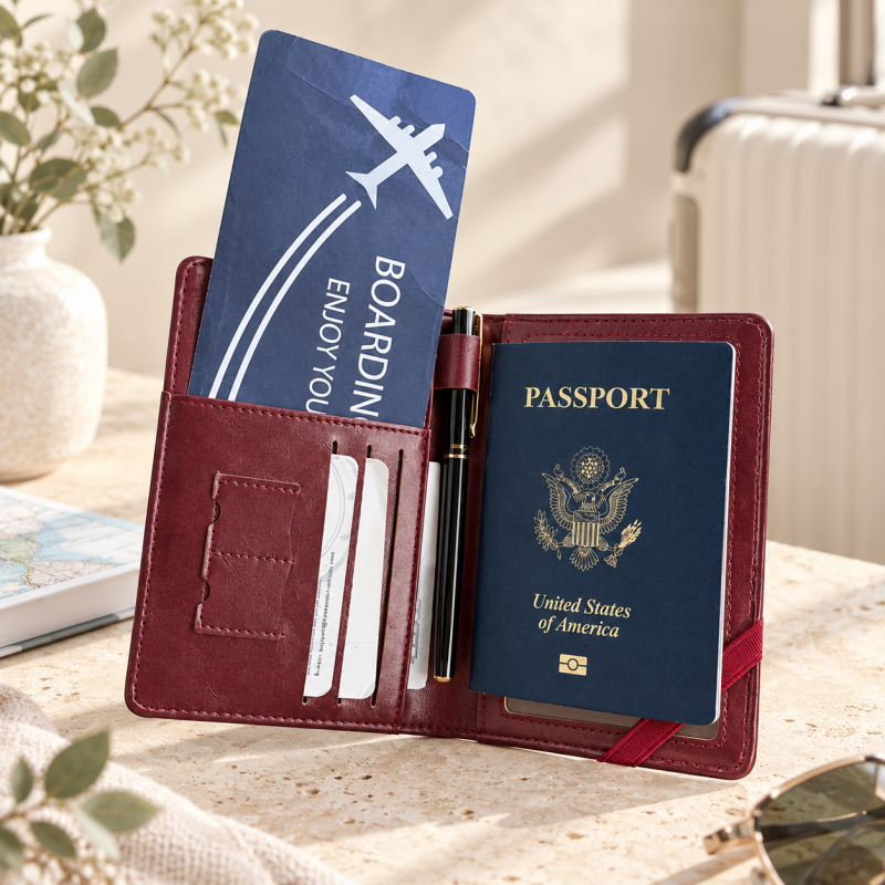 Passport Wallet - Embossed Cover and Interior Card Slots