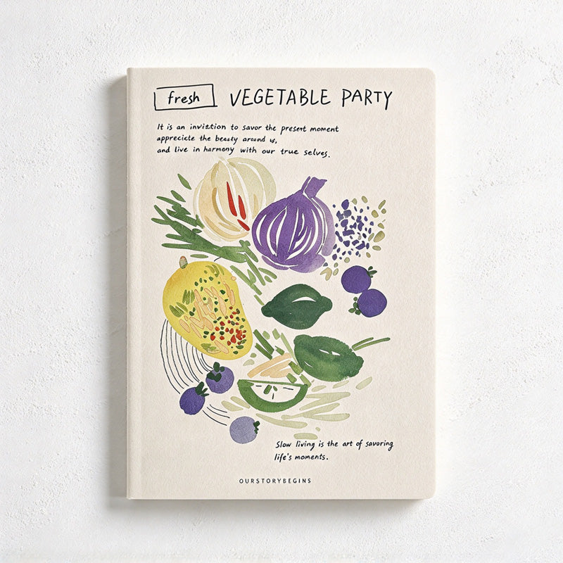CouldNook Stitched Notebook - Food Illustrations and Lightly Ruled Writing Pages
