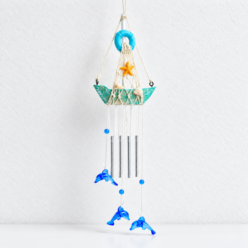 CouldNook Coastal Sailboat Wind Chime - Nautical Symbols And Suspended Charms