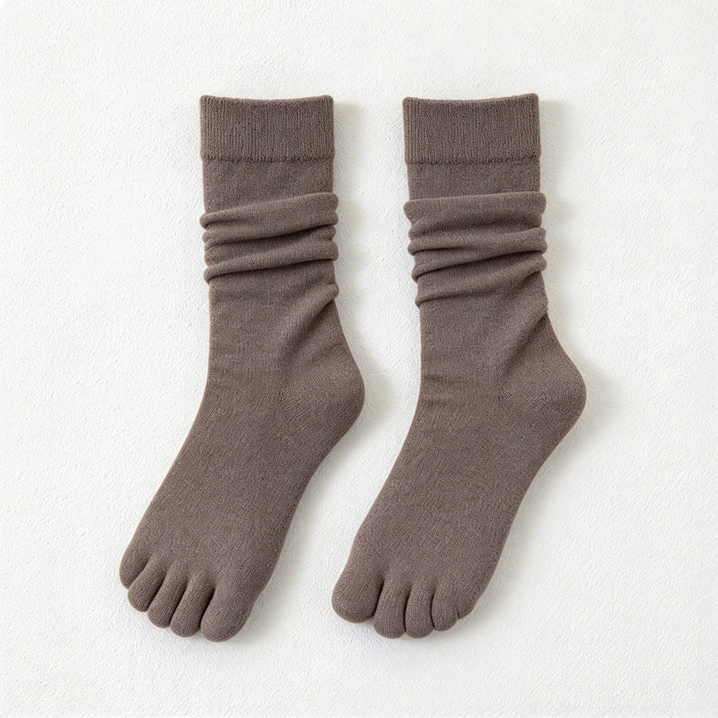 CouldNook Split-Toe Crew Socks - Solid Knit And Separate Big-Toe Section