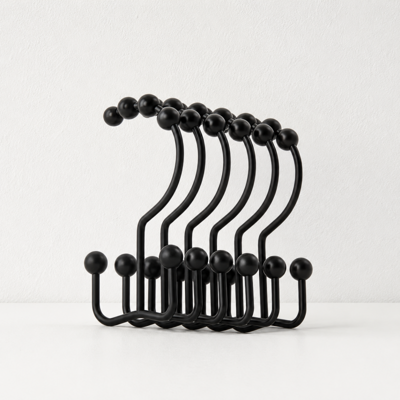 CouldNook Beaded Shower Curtain Hook - Rounded Metal Profile