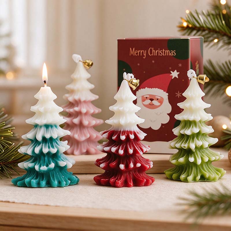 CouldNook Christmas Tree Candle - Layered Branches and Snowy White Tips