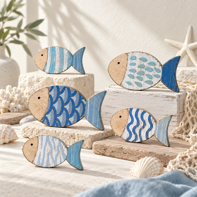 CouldNook Tropical Fish Wall Decoration Set - Shaped Wooden Silhouettes