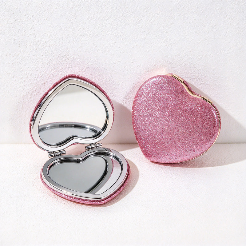 CouldNook Glitter Folding Compact Mirror - Hinged Case And Shaped Outline