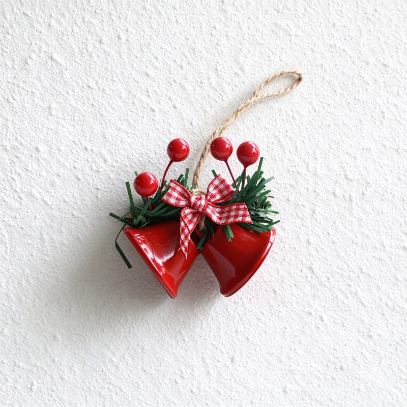 CouldNook Christmas Bell Ornament - Gingham Bow and Berries