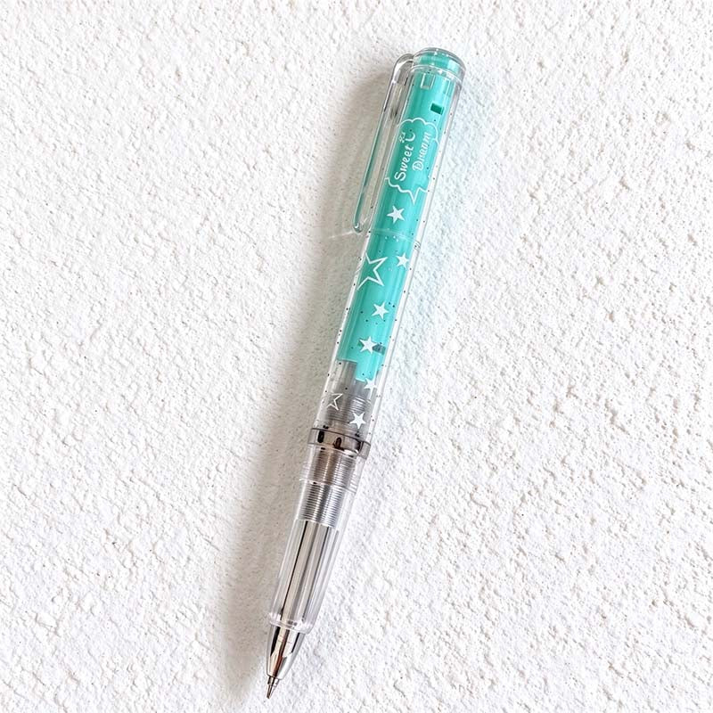 CouldNook Star Print Gel Pen - Clear Barrel And Ribbed Grip