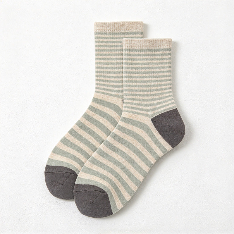 CouldNook Striped Crew Socks - Mixed Stripe Widths And Contrast Ends