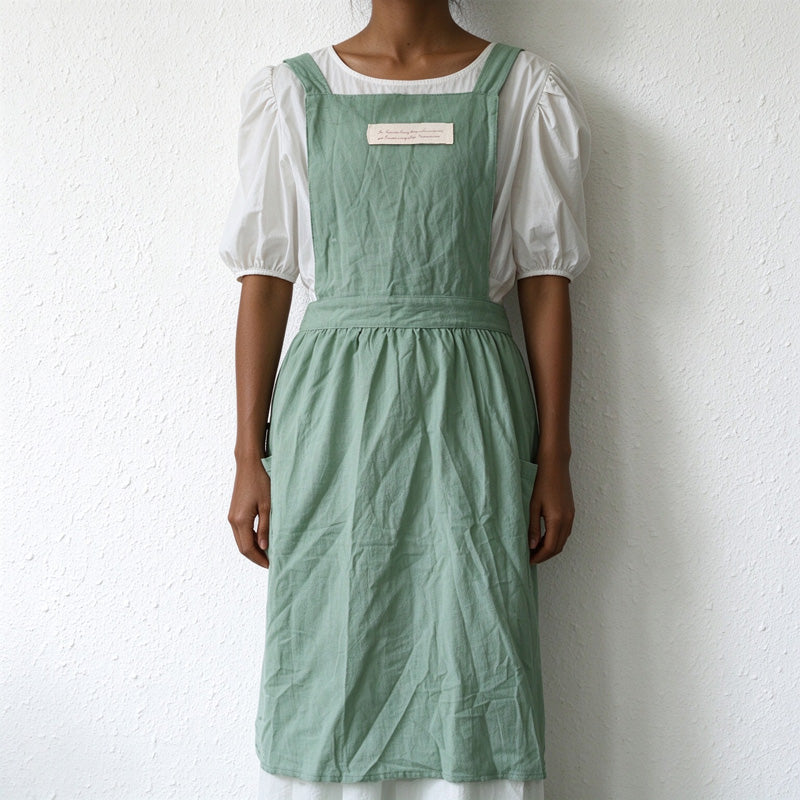 CouldNook Gathered Waist Work Apron - Twin Patch Pockets