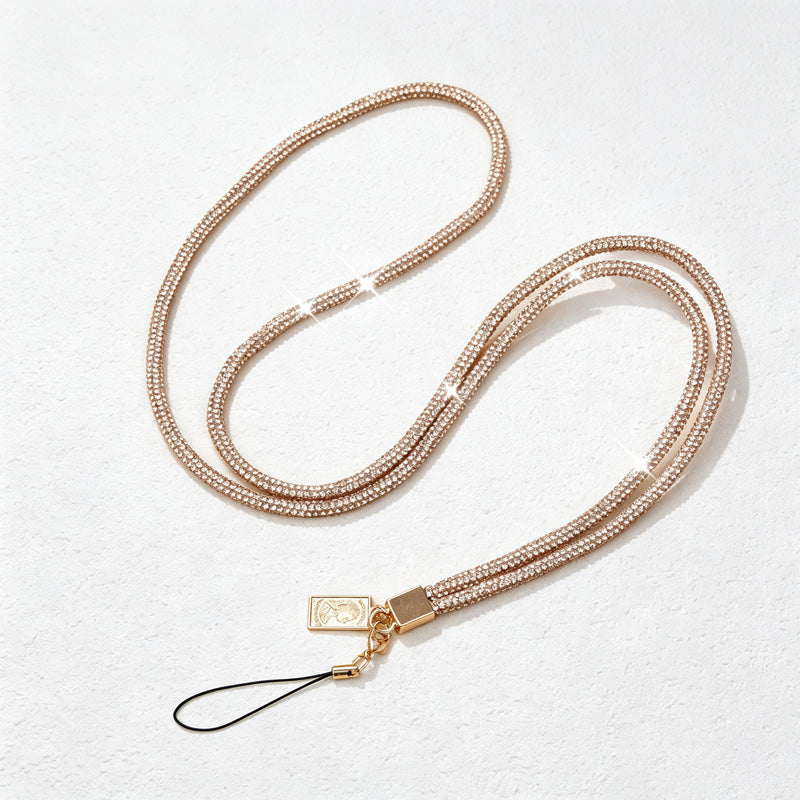 CouldNook Rhinestones Set Crossbody Phone Strap with Closely Set Reflective Stones