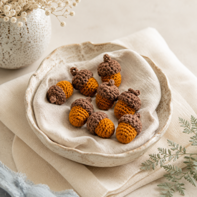 CouldNook Textured Yarn Acorn Decoration - Two Tone Shell