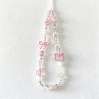 CloudNook Beaded Phone Wrist Strap-Pink Cat Bow Charms