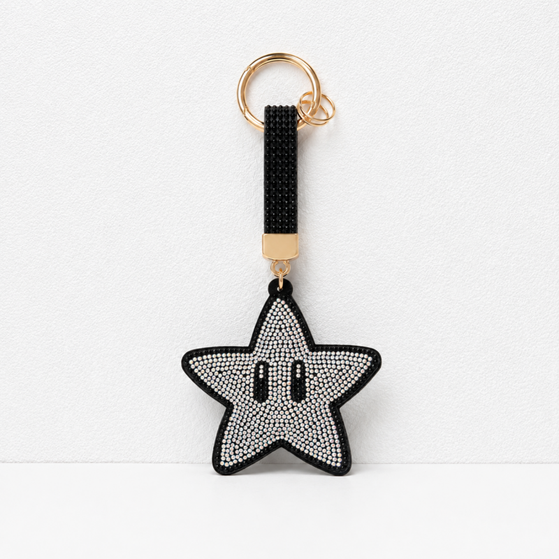 CouldNook Rhinestone Smiley Face Keychain - Star Bag Pendant