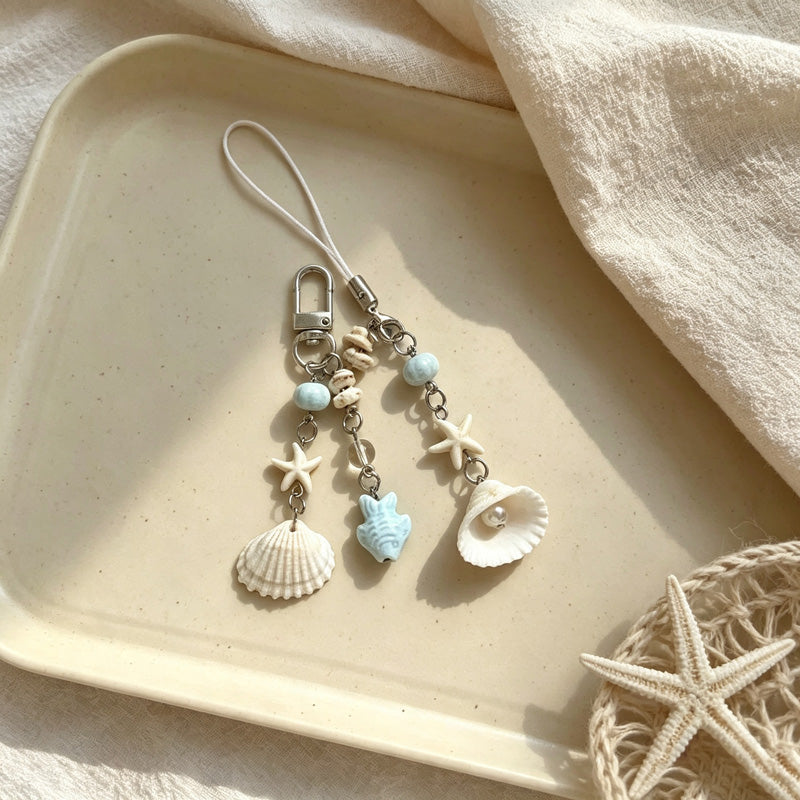 CloudNook Seashell Beaded Keychain‑Ocean Style Bag Pendant