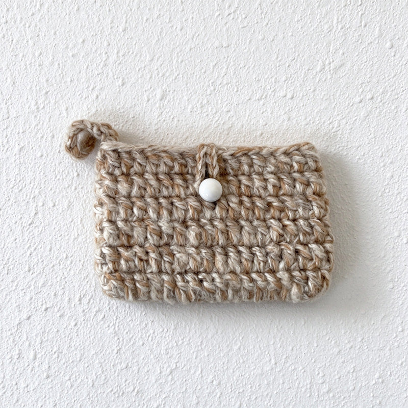 Crochet Card Pouch with Mixed-Yarn Texture