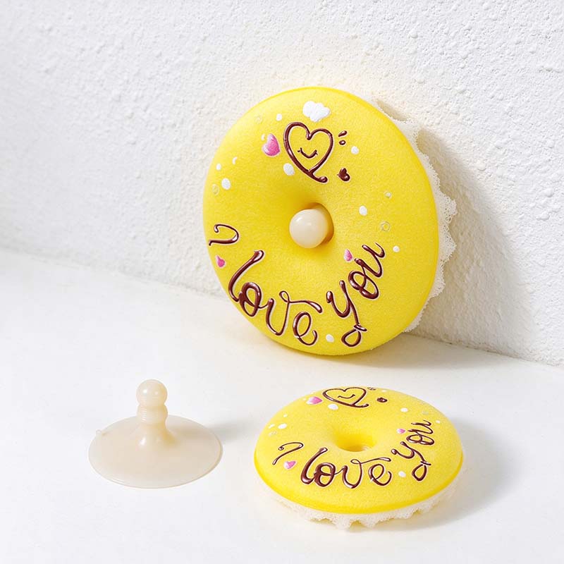 CouldNook Donut Dish Sponge - Printed Icing Face And Suction Holder Options