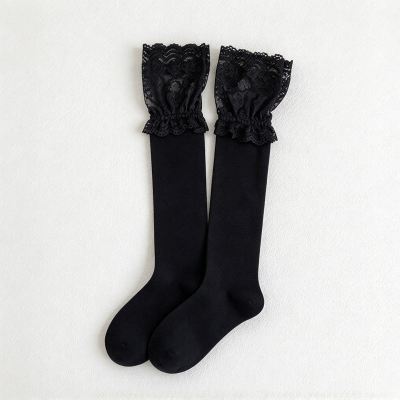CouldNook Lace Cuff Socks - Wide Floral Trim And Two Lengths