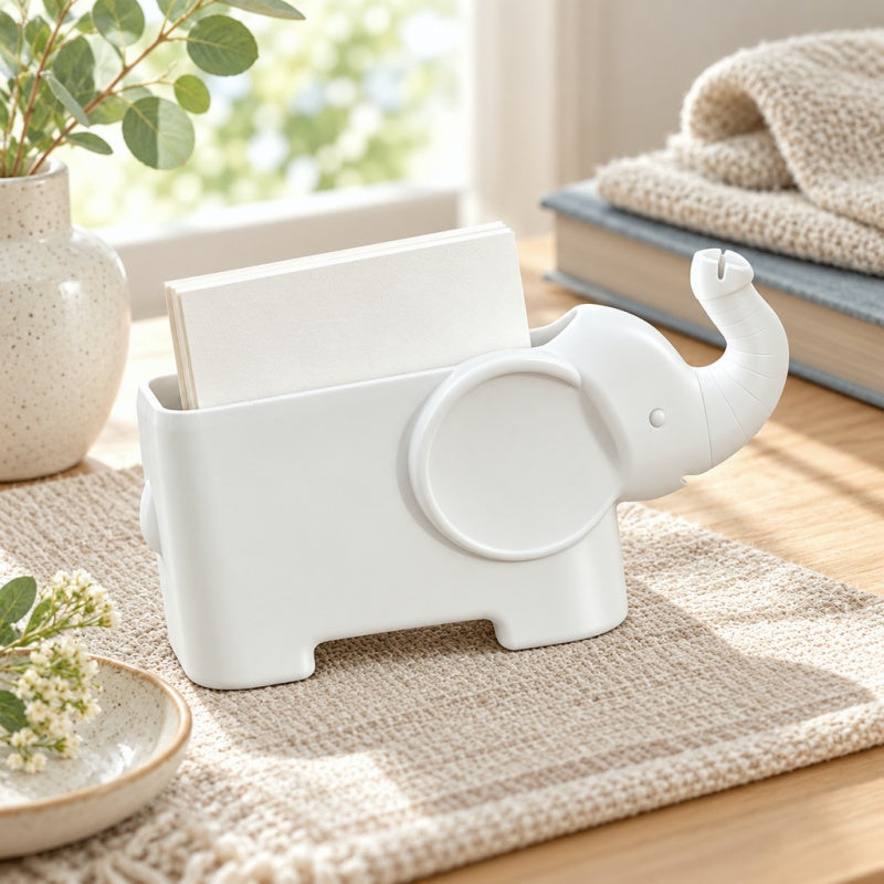 CouldNook Elephant Desk Organizer - Open Storage And Trunk Note Slot