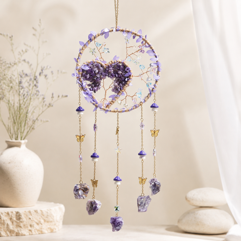CouldNook Tree of Life Dreamcatcher Ornament - Heart Stone Center