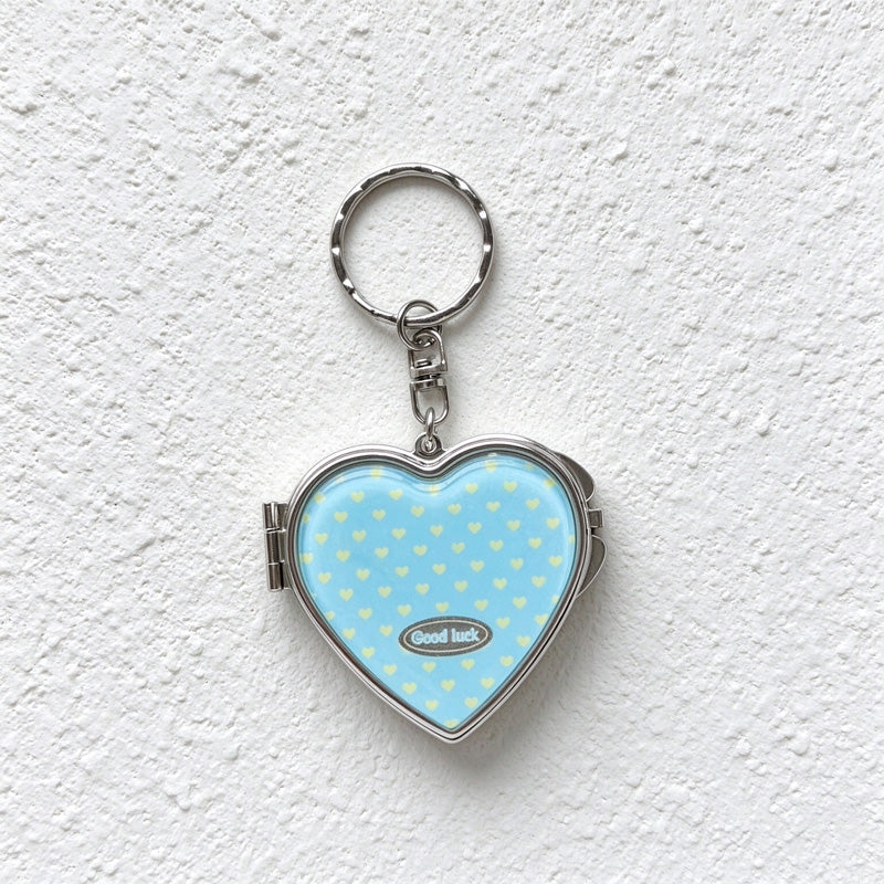 CouldNook Heart Mirror Keychain - Patterned Hinged Cover