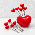 Heart Fruit Forks - Slender Picks and Matching Holder Options