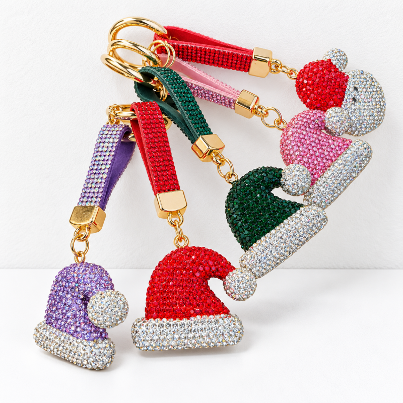CouldNook Christmas Rhinestone Keychain - Festive Shapes and Decorative Attachment Options