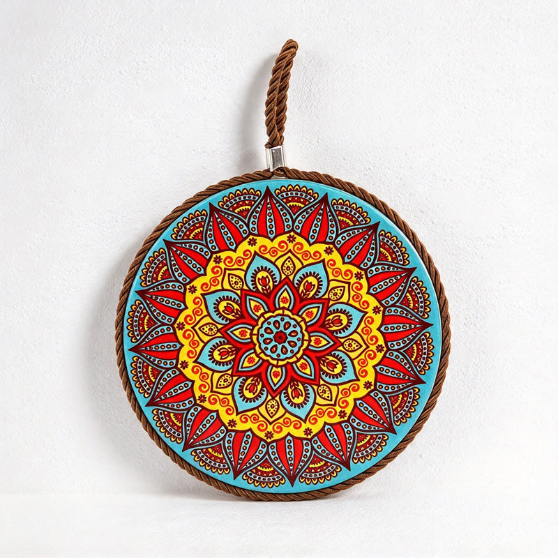 CouldNook Patterned Ceramic Coaster - Round Motifs and Cord-Edged Trivets
