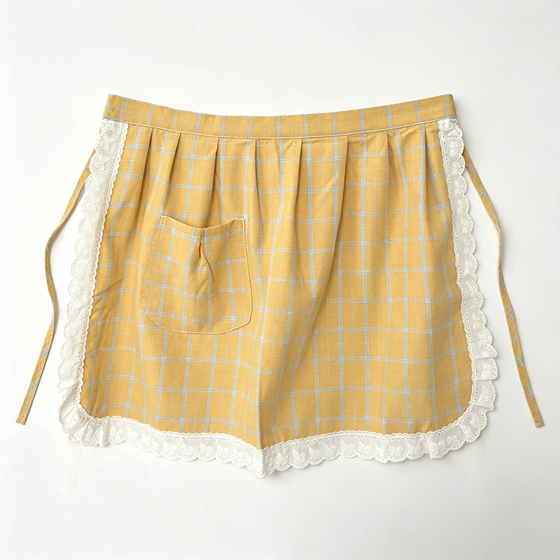 CouldNook Gingham Waist Apron - Lace Hem Breakfast Layer