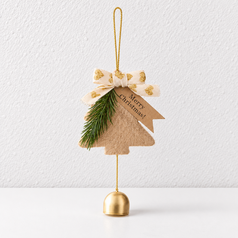 CouldNook Christmas Tree Bell Hanging - Ribbon Bow And Suspended Bell Detail