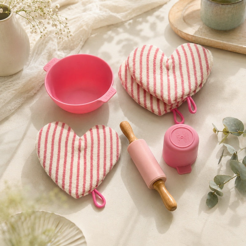 CouldNook Heart Striped Cotton Pot Holder - Hand Pocket