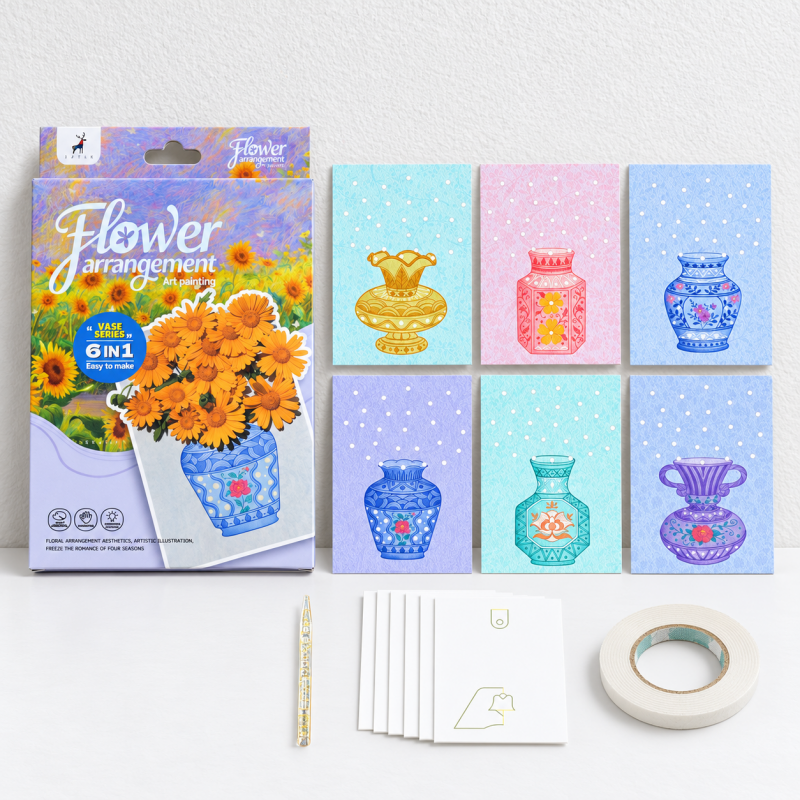 Flower Arrangement Kit - Illustrated Cards and Folding Stands