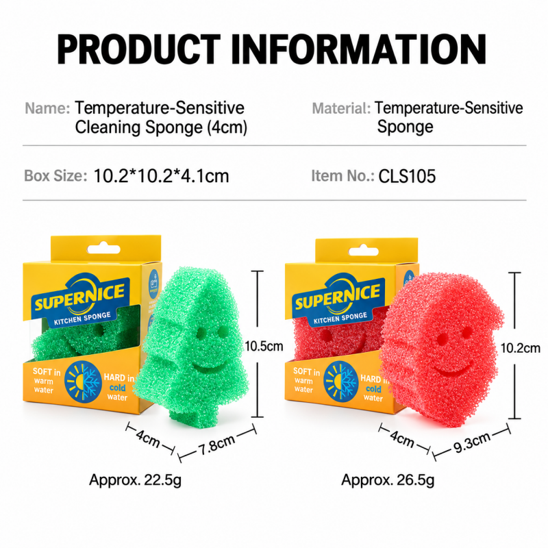 Christmas Temperature-Sensitive Dishwashing Sponges with Smiling Faces