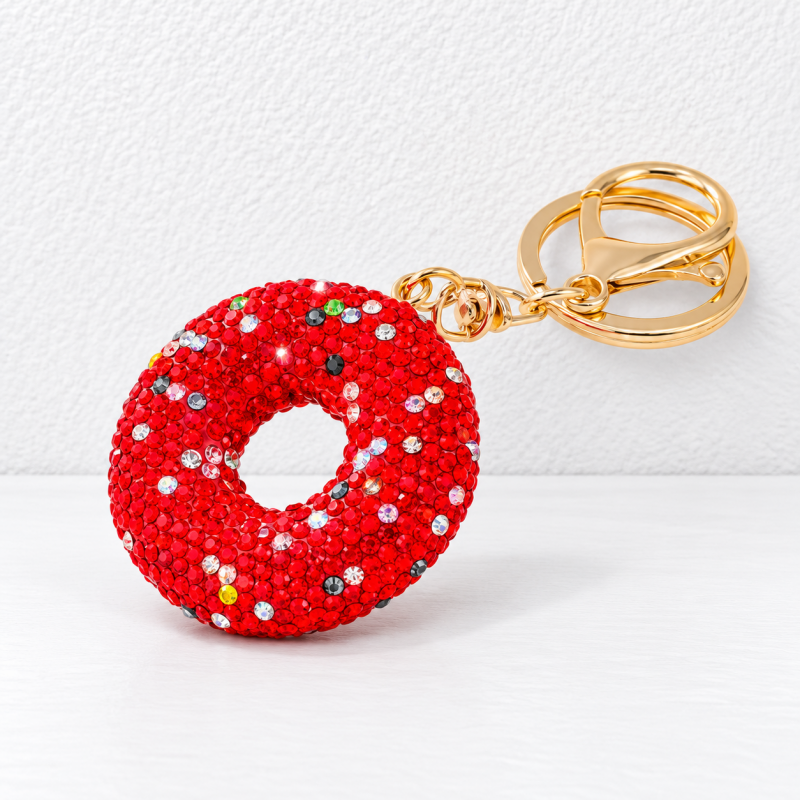 CouldNook Donut Keychain - Rhinestone Surface and Multicolored Sprinkle Details