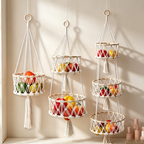 CouldNook Tiered Macrame Fruit Organizer Basket - Organized Living Detail