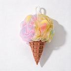 CouldNook Ice-Cream Bath Pouf - Pastel Mesh Scoop and Textured Cone