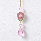 CouldNook Flower Teardrop Suncatcher - Jeweled Bloom And Linked Faceted Drop