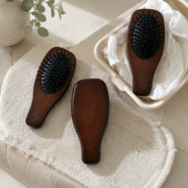 CouldNook Wooden Paddle Hairbrush - Oval Cushioned Pin Bed