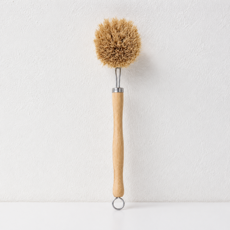 CouldNook Long Handle Dish Brush - Wood Grip and Bristle Choices