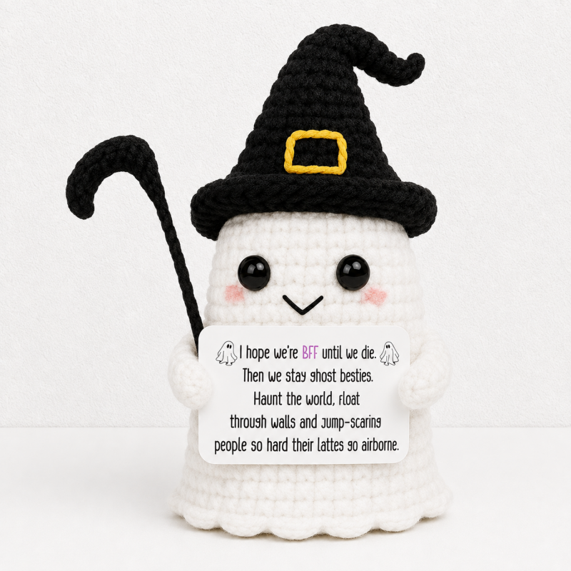 CouldNook Yarn Halloween Doll Ornament - Witch and Ghost Designs