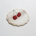 CouldNook Cherry Embroidered Coaster - Breakfast Table Accent(Non-Adhesive）