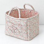 CouldNook Quilted Fabric Storage Basket - Twin Handles And Front Pocket