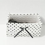 CouldNook Polka Dot Quilted Storage Bin Rectangular Bow‑Decorated Desktop Organizer